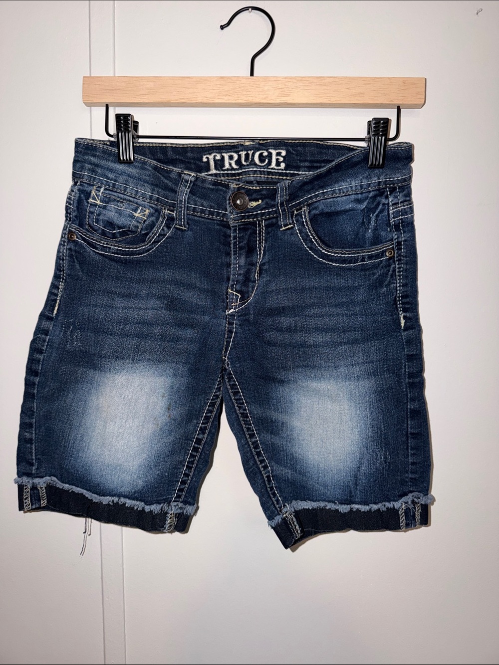 Truce Women's Dark Blue Denim Bermuda Shorts